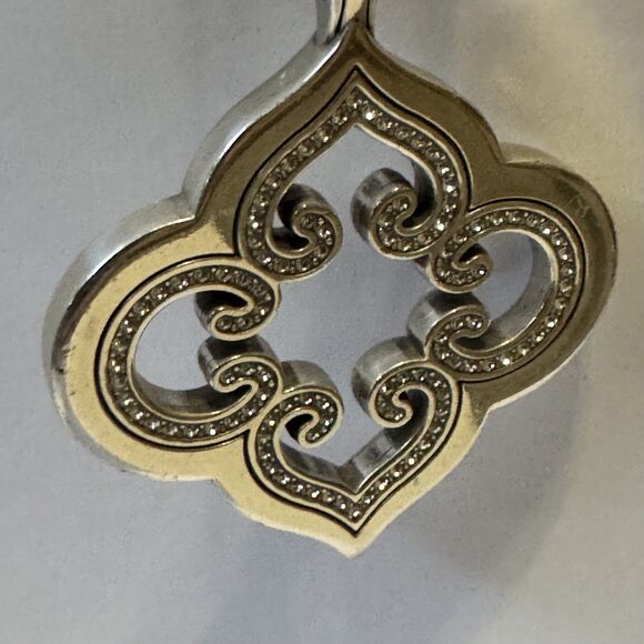 Brighton Pendant Necklace Toledo Mido 14.5" Silver Rhinestone Scroll Snake Chain - Picture 3 of 8